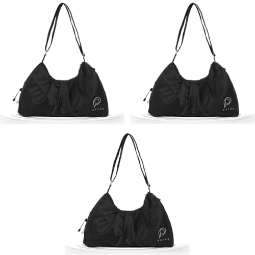 PALAY® Women Gym Bag Waterproof Nylon Carry-on with Shoe Compartment Travel Duffle Shoulder Adjustable Strap Multi Use Casual for Trip Black 3 PCS PALAY® Women Gym Bag Waterproof Nylon Carry-on with Shoe Compartment Travel Duffle Shoulder Adjustable Strap Multi Use Casual for Trip Black 3 PCS